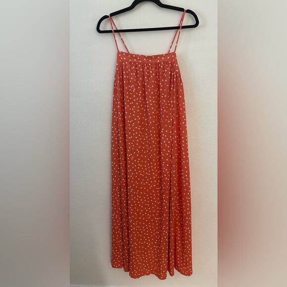 Lefties Size L Coral Polka Dot Maxi Dress - Picture 1 of 6